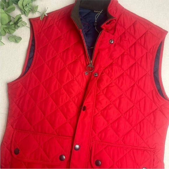 Barbour Lowerdale Gilet Diamond Quilted Vest Full Zip Red Men’s Size L EXC - Picture 15 of 16